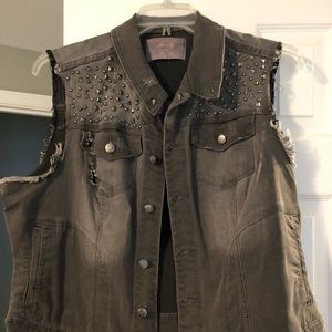 Black denim vest